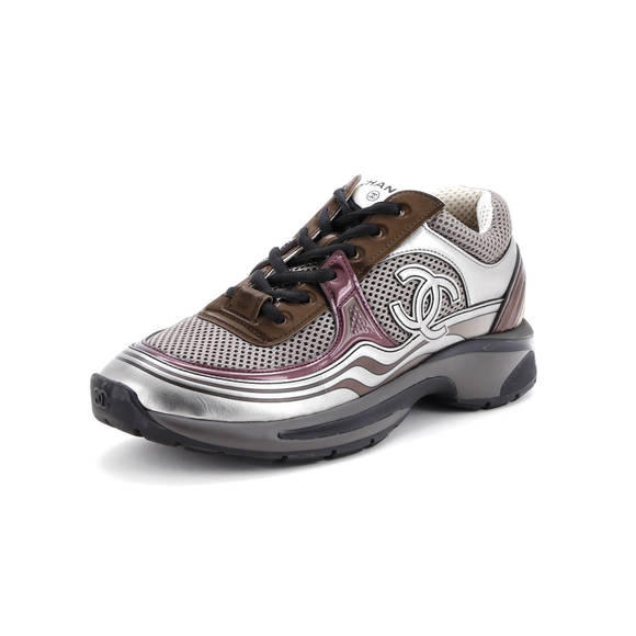 Chanel Women's CC Low-Top Sneakers Mesh and Laminated Leather - Picture 1 of 5